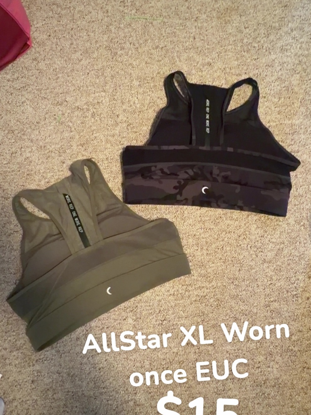 Zyia active AllStar Racerback Sports Bras - Olive Green & Black Camo XL